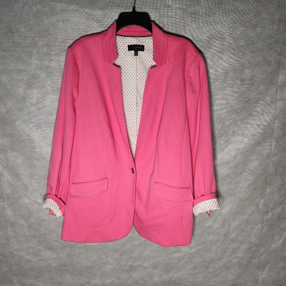 Talbots Plus Pink Jacket With Polka Dot Lining